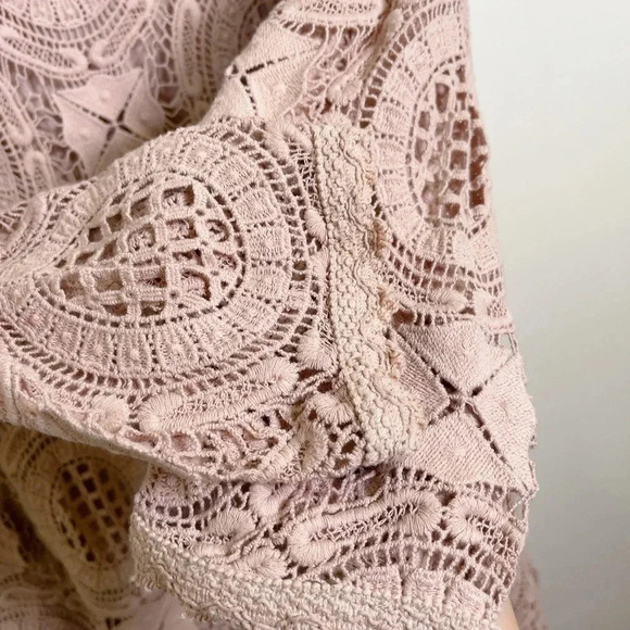 French Connection Lark Rise Crochet Dress  In Dusty Rose Color - Picture 14 of 14